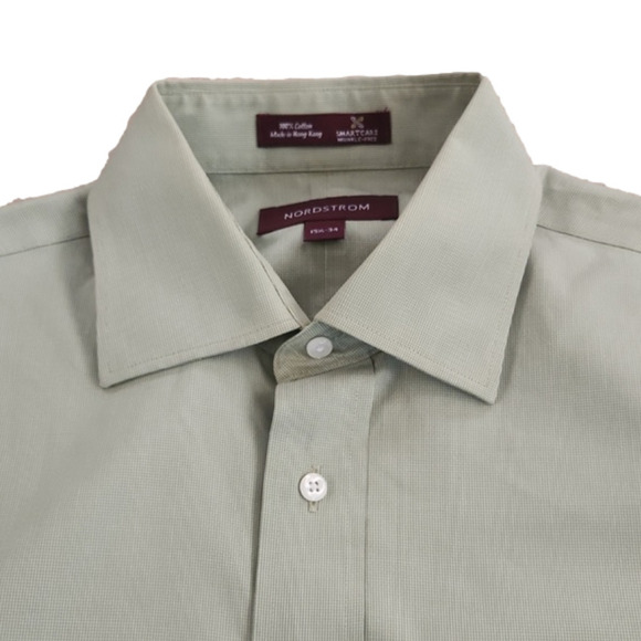 NORDSTROM Smartcare Wrinkle Free Green Button-Up Dress Shirt - Picture 2 of 7